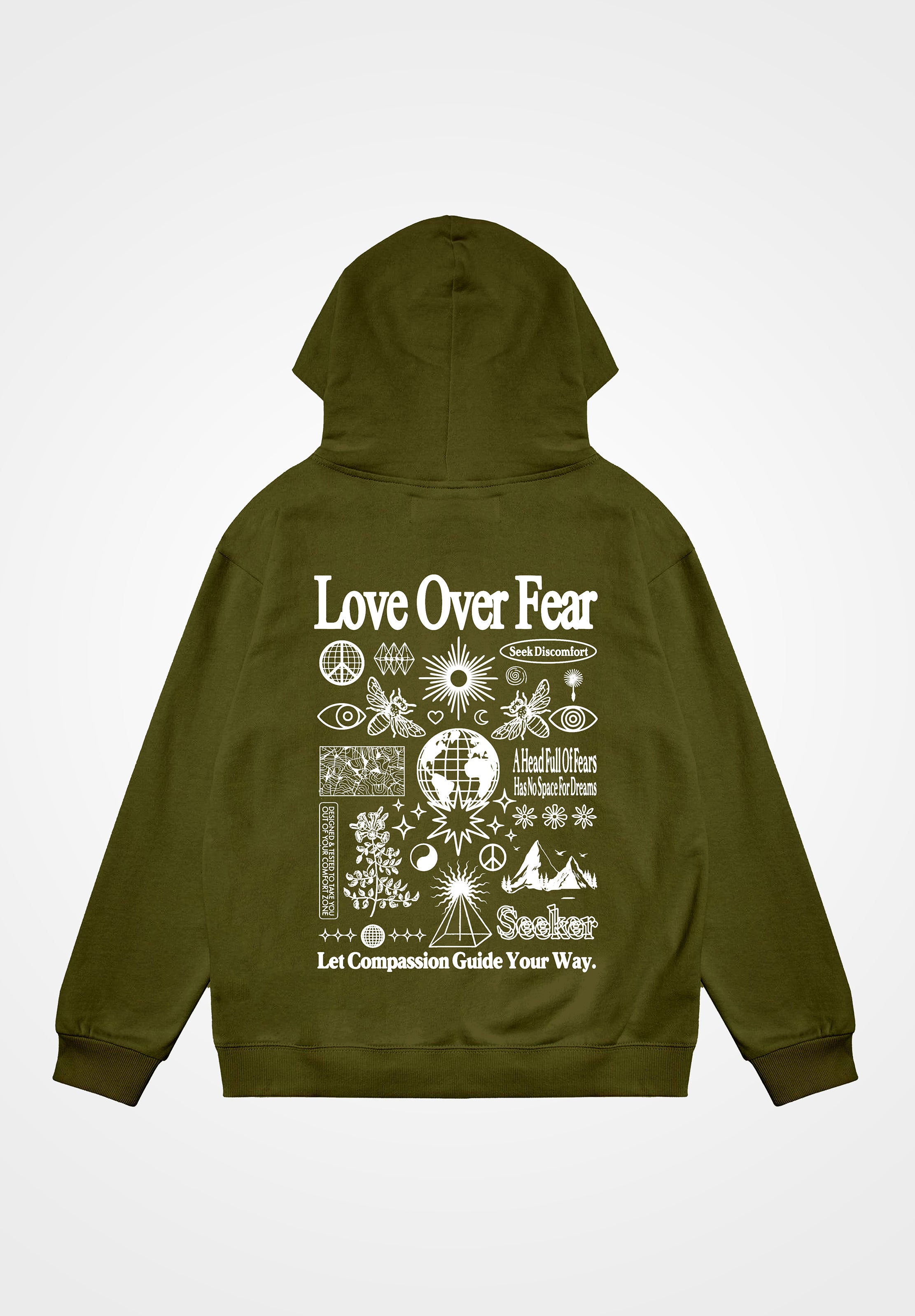 Seek Discomfort hotsell Love Over Fear Hoodie